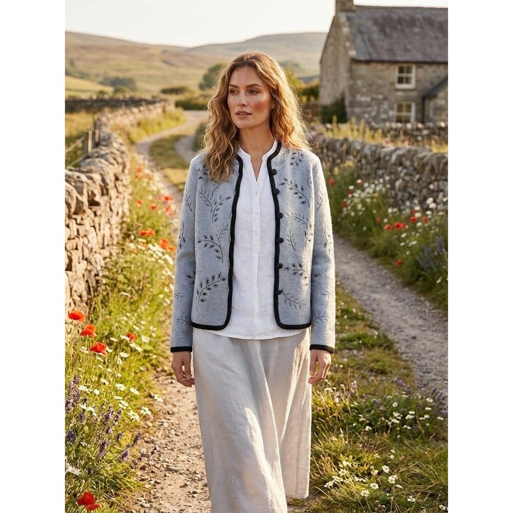 Covelo cut out embroidered boiled wool jacket grandmacore cottagecore